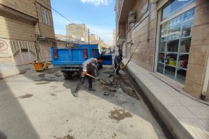 عملیات تخریب و زیرسازی قسمتهای فرسوده آسفالت کوچه نگارستان 8
