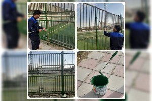  رنگ آمیزی محیط پیرامون زمین چمن فوتبال پارک ولایت