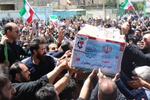 مراسم تشییع و تدفین شهید مدافع وطن "مهدی خدائی" در شهر صالحیه برگزار شد