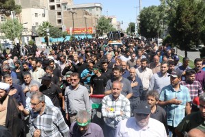 مراسم تشییع و تدفین شهید مدافع وطن "مهدی خدائی" در شهر صالحیه برگزار شد