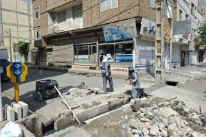 عملیات بازسازی و تعریض پل ورودی گذر نگارستان ششم