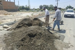 ادامه عملیات جدول‌گذاری و احداث نهر در گذر عرفان سوم