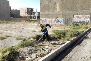  پاکسازی گیاهان خودرو و علف‌های هرز در حاشیه خیابان ولیعصر(عج)