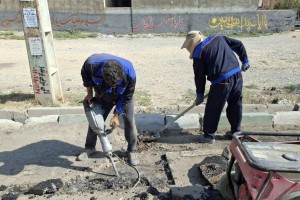 ترمیم و بازسازی جداول کناری خیابان ولیعصر(عج)