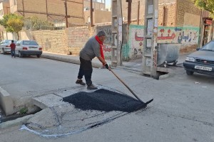 عملیات لکه‌گیری آسفالت کوچه بوستان نهم اجرایی شد