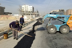 عملیات ترمیم نوار حفاری محور آیت‌الله هاشمی رفسنجانی