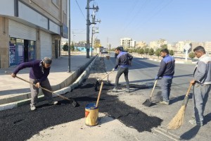 عملیات ترمیم نوار حفاری محور آیت‌الله هاشمی رفسنجانی