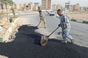 عملیات ترمیم نوار حفاری محور آیت‌الله هاشمی رفسنجانی