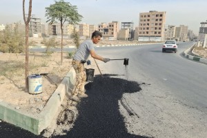 عملیات ترمیم نوار حفاری محور آیت‌الله هاشمی رفسنجانی