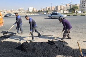 عملیات ترمیم نوار حفاری محور آیت‌الله هاشمی رفسنجانی