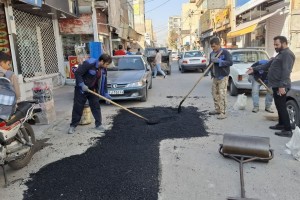 پایان ناهمواری های چهار راه پرتردد شهید بختیاری