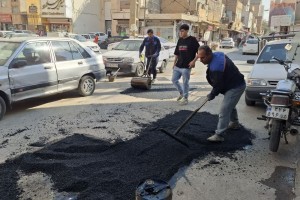 پایان ناهمواری های چهار راه پرتردد شهید بختیاری