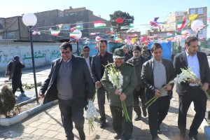 آیین غبارروبی و گل&zwnj;افشانی گلزار شهدای امامزاده باقر(ع) به مناسبت ایام الله دهه فجر