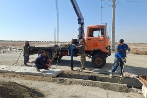 اجرای پل و دال&zwnj;گذاری بر روی نهر عرضی انتهای خیابان نگارستان 18