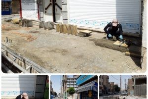 عملیات خشکه چینی در پیاده راهِ خیابان شهید غلامی