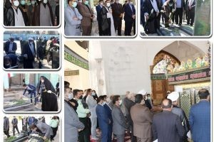 آئین گل افشانی و غبارروبی از مزار شهدا بمناسبت گرامیداشت هفته دولت