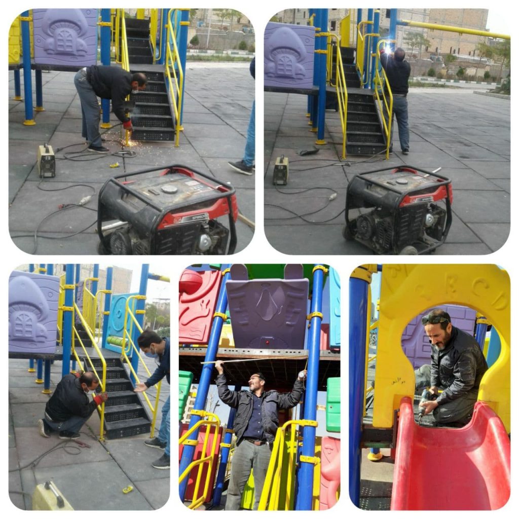 نگهداری مستمر از لوازم بازی کودکان در سراسر بوستان های شهر صالحیه