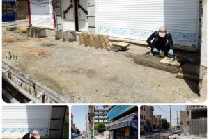 عملیات خشکه چینی در پیاده راهِ خیابان شهید غلامی