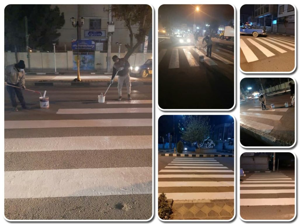 رنگ آمیزی خطوط عابر پیاده توسط واحد زیباسازی شهرداری صالحیه آغاز گردید