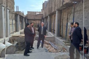 بازدید فرماندار بهارستان و بخشدار گلستان از روند احداث ساختمان بانک ملی شهر صالحیه
